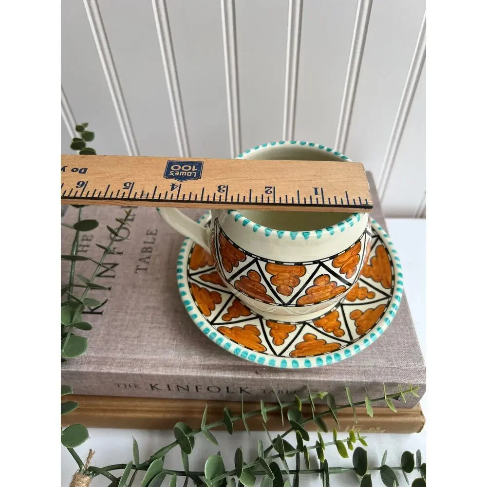 Vintage Cecconi Orvieto Italian Tea Cup Saucer star Hand-Painted Ceramic Pottery